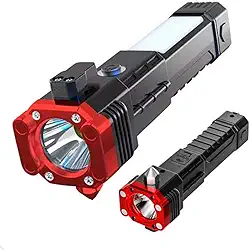 Lanterna Pro Titanium 4 em 1 Tática Multifuncional LED Ultra Potente, Á Prova D'Água, USB, Martelo de Tungstênio e Serve Como Power Bank Portátil para Celular Mundo Compras