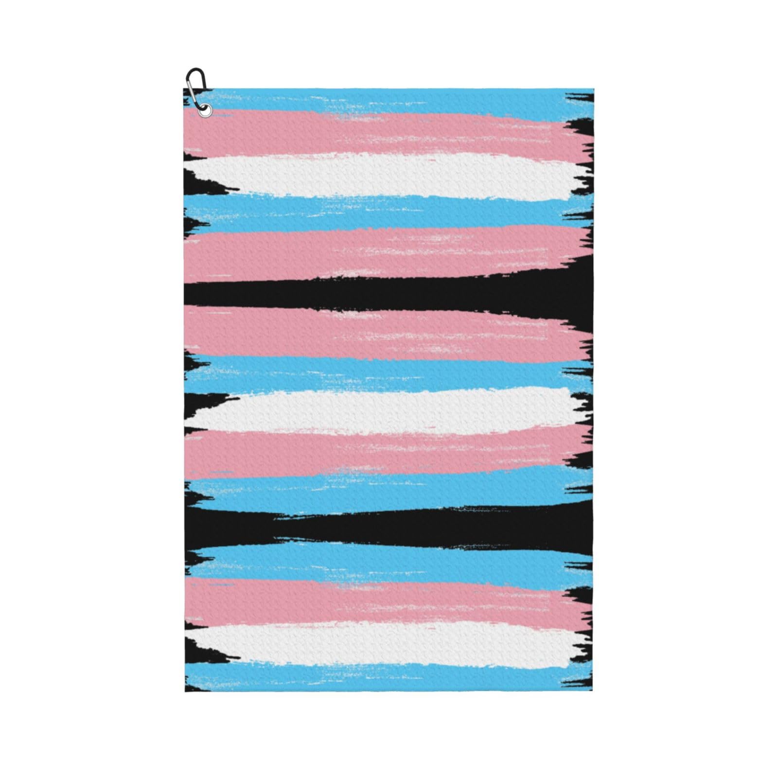 peiyeety Transgender Flag Microfiber Golf Towel with Carabiner Clip, 16x24 Inch Absorbent Waffle Weave Towel for Golf Bags