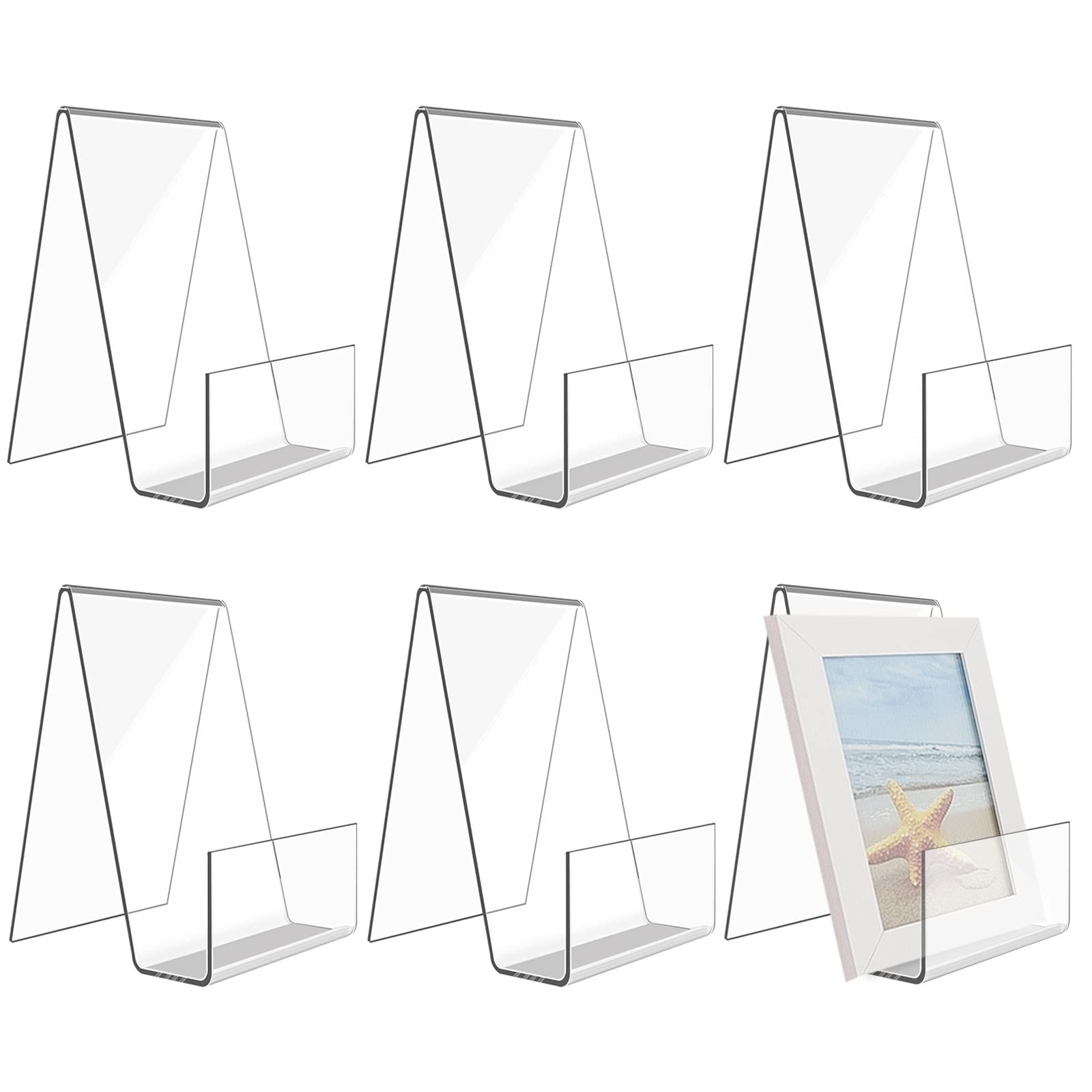 6 Piezas Soporte de Acrílico para Libro, DIBALIYI Soporte de Exhibición Transparente, Soporte de Caballete de Imagen para Mostrar Albumes de Fotos Cuadernos Obras de Arte, 10,5x9x7,5cm