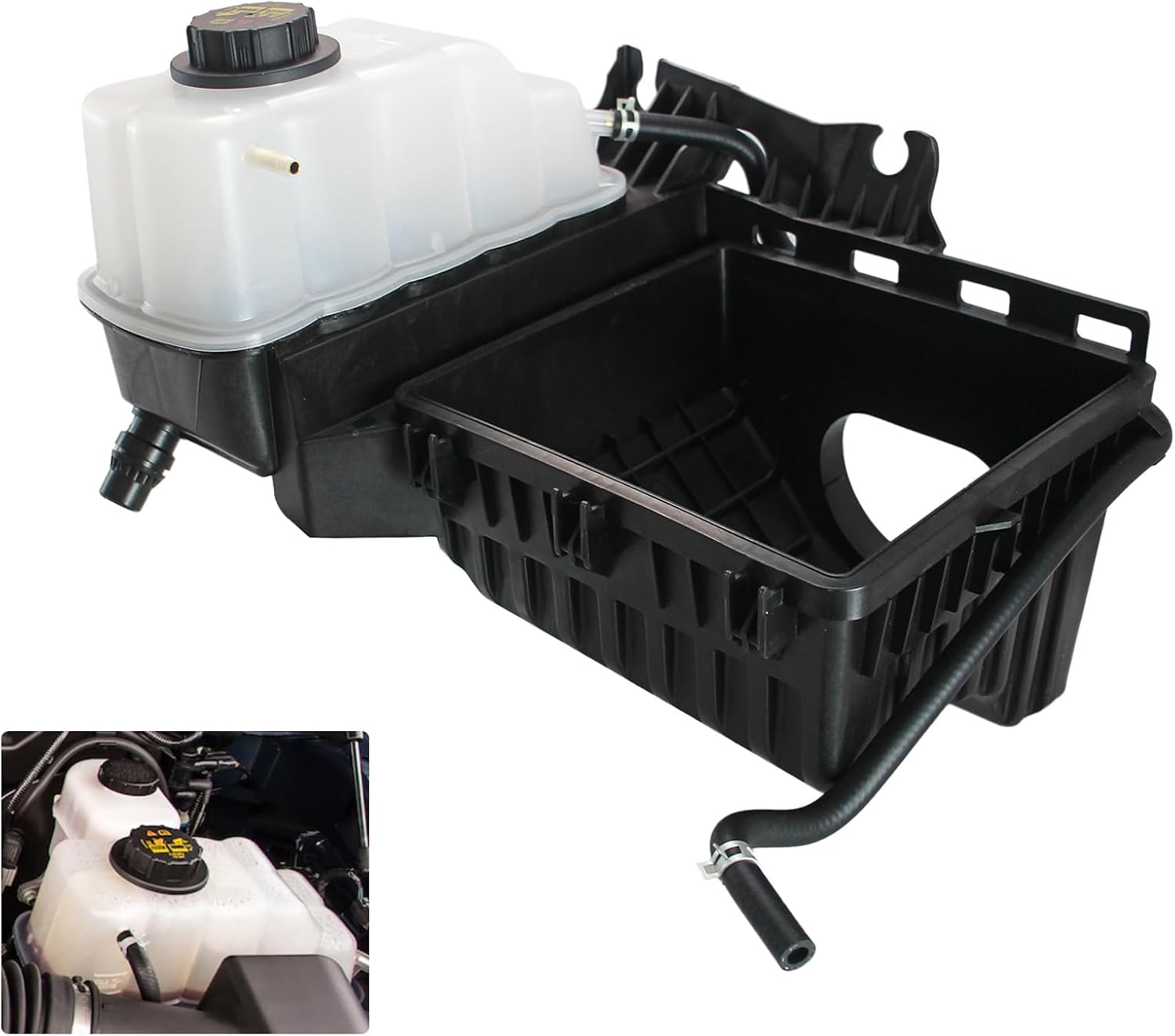 603-275 Engine Coolant Reservoir Tank with Cap & Bracket Compatible with 2011 - 2017 Ford Expedition, F-150, Lobo | Lincoln Mark LT, Navigator, Overflow Reservoir Replaces# BL3Z8A080B