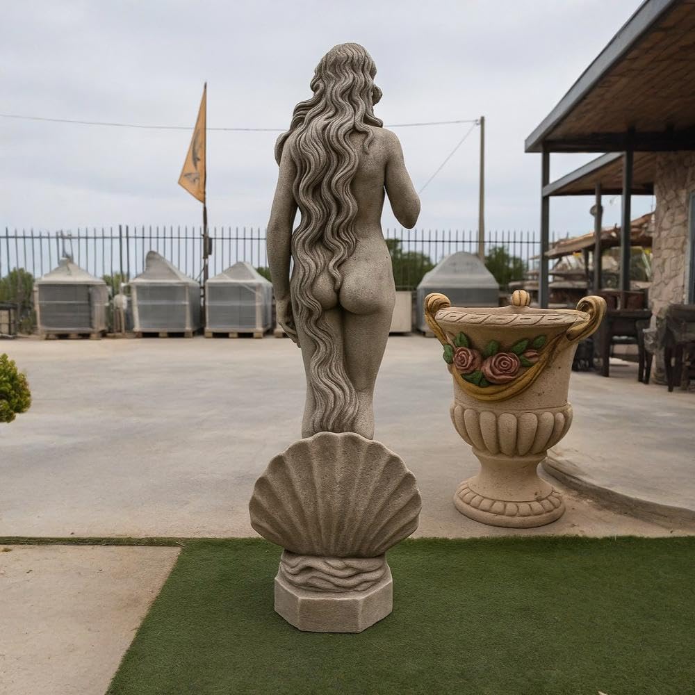 FORTUNATO Statua Cemento Grigio Effetto Pietra Naturale Venere Botticelli H120 Cm Giardini Stile Classico Senza Tempo