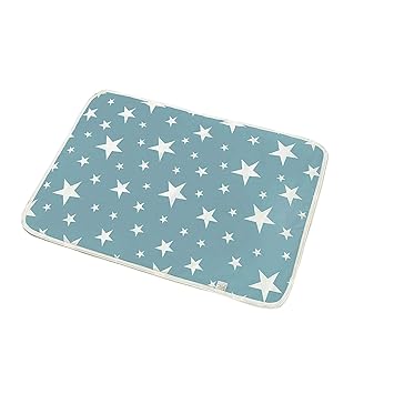 Syga Baby Waterproof Dry Sheet, Washable Reusable Bed Protector (Blue Star, Medium-50 x 70 cm) - image, photos