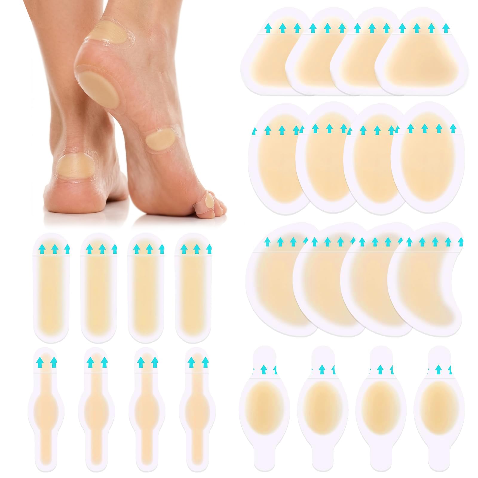 24 Pezzi Patch Anti Attrito Trasparenti Per Piedi, Cerotti Per Vesciche Per Tallone Dita E Avampiede, Protezioni Adesive Invisibili Per Scarpe Strette E Stivali, Per Camminare Correre E Attivita