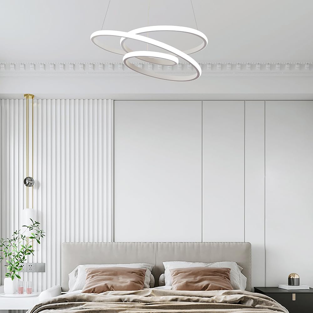 Lampadario rotondo a LED moderno Art Déco, luci a sospensione dimmerabili con telecomando, lampada a sospensione regolabile per isola cucina, soggiorno e sala da pranzo, 68W