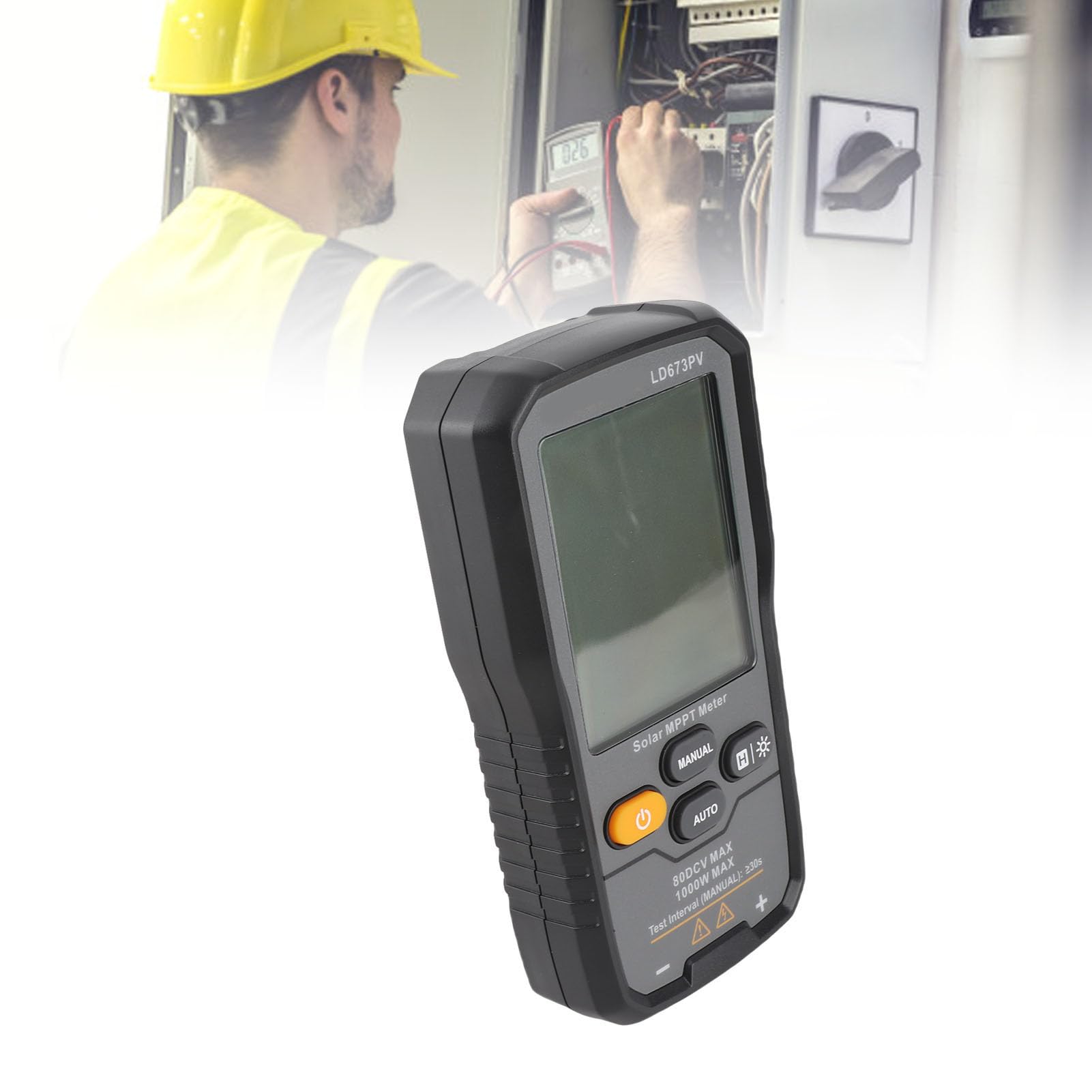 Fafeicy Probador de Panel Solar, Multímetro Fotovoltaico MPPT de 1000W 80V 35A con LCD Retroiluminada y Retención de Datos