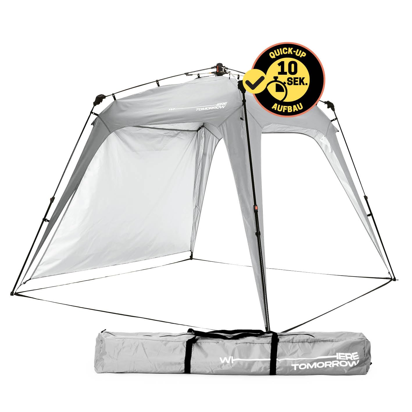 Lumaland Outdoor Pavillon 2,5 x 2,5m | Wasserdicht & UV-Schutz | Gartenzelt inkl. 1x Seitenteil & Tasche & Heringe | Robuster Camping & Partyzelt | Pop Up Zelt Aufbau in 2 Minuten [Hell-Grau]