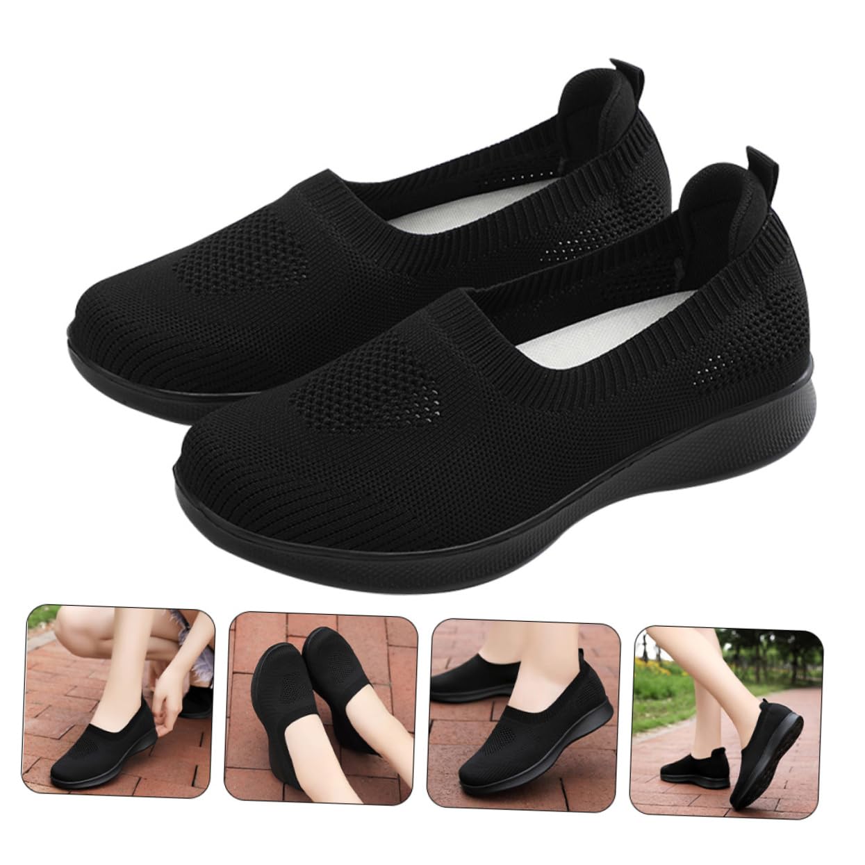 Zapatos De Madre Zapatos para Caminar Mujer Caminando Zapatos De Mujer para Caminar Apoyo Zapatos Femeninos Zapatillas De Malla Negro