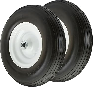 Flat Free 4.80/4.00-8 Tire and Wheel 1 inch Bore, 3"-6" Centered Hub,16" Wheelbarrow Tires for Wheelbarrows/Garden Trailers 2
