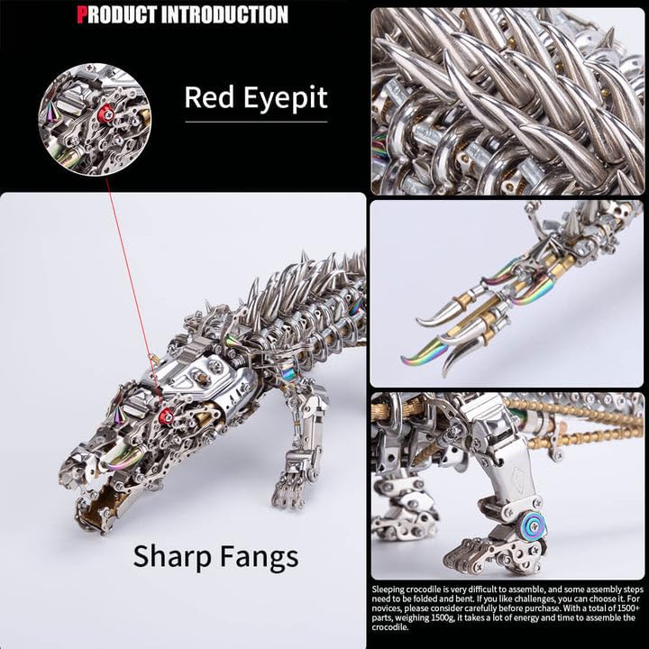 Metalkitor Metalowe puzzle 3D dla dorosłych, zestawy modeli krokodyli, DIY, ozdoba, rękodzieło, łamigłówka, idealna dekoracja biurka i wybór na prezent (1500 szt., brązowe)