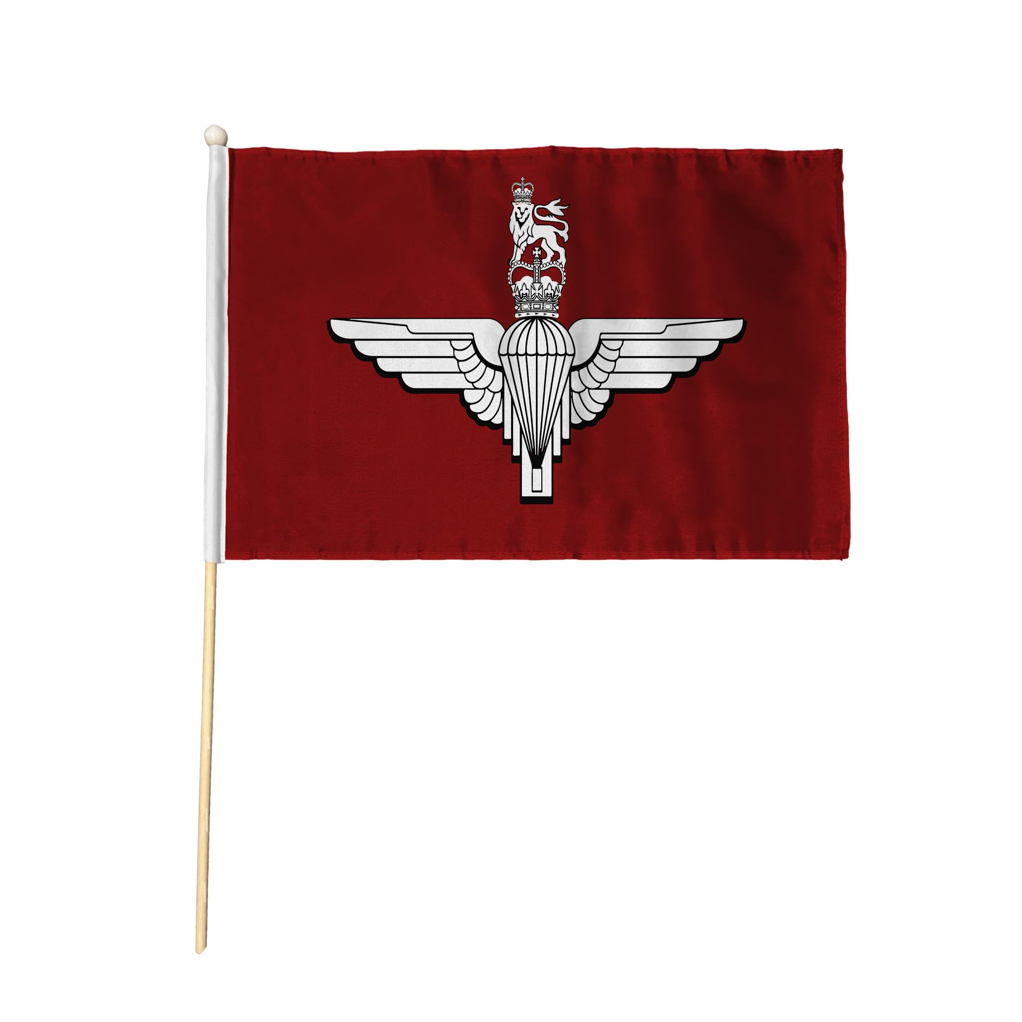Flagtex Parachute Regiment Paras Hand Waving Flag (9x6 Inch) - Premium Wooden Stick Hand Flag 9x6 Inch Natural Wood Pole British Army Airborne Events Parades — image 1