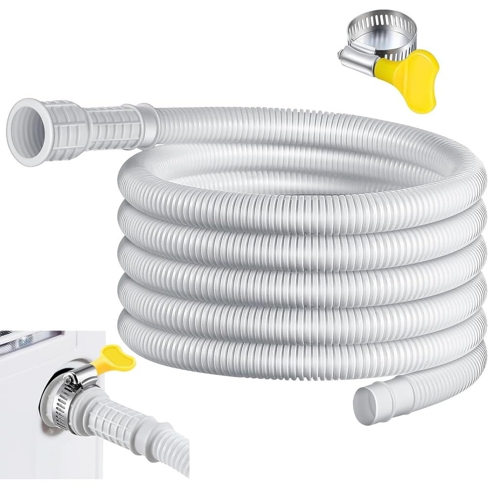Aundhegrtt Flexible Drain Hose with Cut-To-Fit Rubber Adapter Clamp-3 Meter Length for Air Conditioner and Dehumidifier Drains
