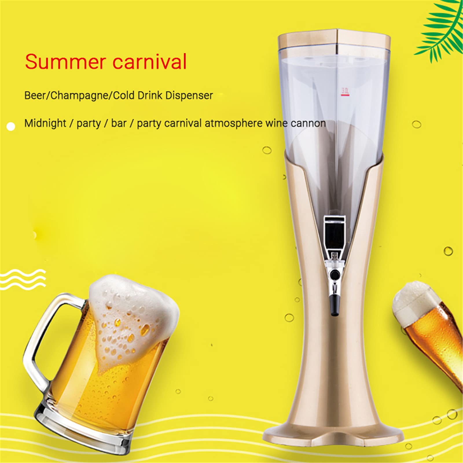 Wieża Piwa, Dozownik napojów Beer Tower z rurką do utrzymywania zimnych napojów, idealna na imprezy i gry, akcesoria do baru domowego,5,2.0L