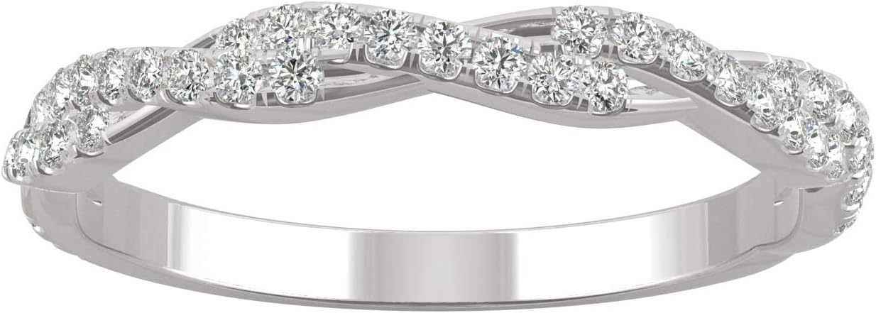 Charles & Colvard 14K White Gold Moissanite 1.2mm Round Twist Band, 0.32cttw DEW