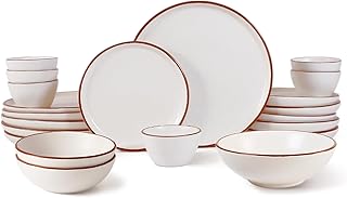 Ceramic 21 Piece Dinner Set | Vanilla Biscuit | Bone-Ash Free, Lead Free | Microwave, Oven, Dishwasher Safe | (Vanilla Bis...