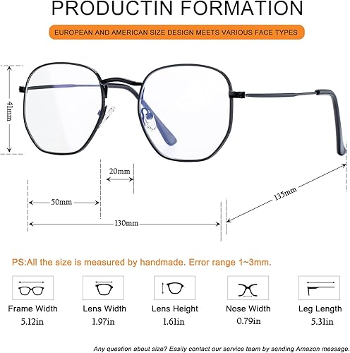 Miniatura 7 de Canoazo Lentes de luz azul para mujeres y hombres, retro, cuadrados, transparentes, marco de lentes sin receta