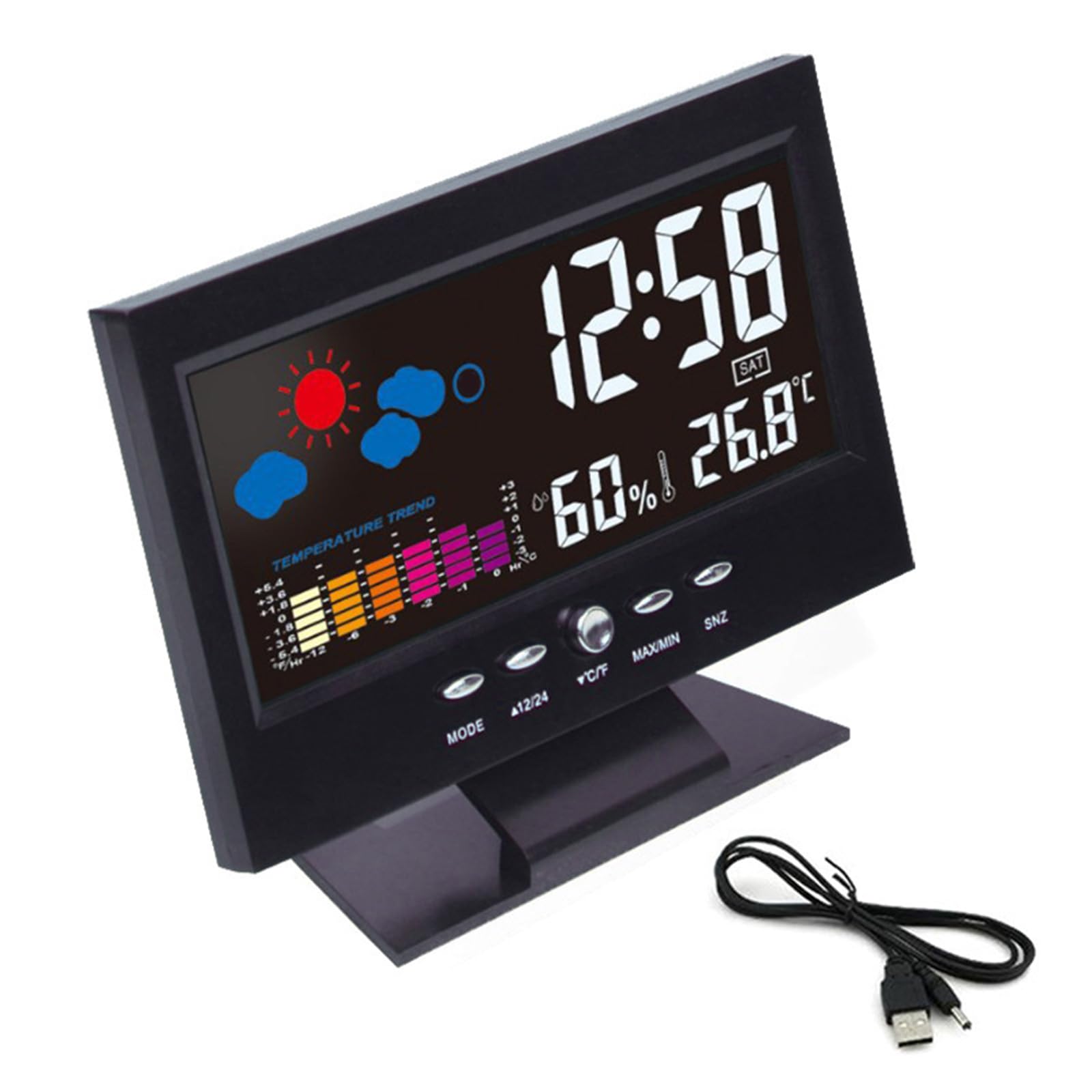 Digital Weather Stations Clock Thermometers Hygrometer with Alarm Calendar Temperature for Home Digital Weather Stations Thermometers Hygrometer Clock Temperature Humidity Meter