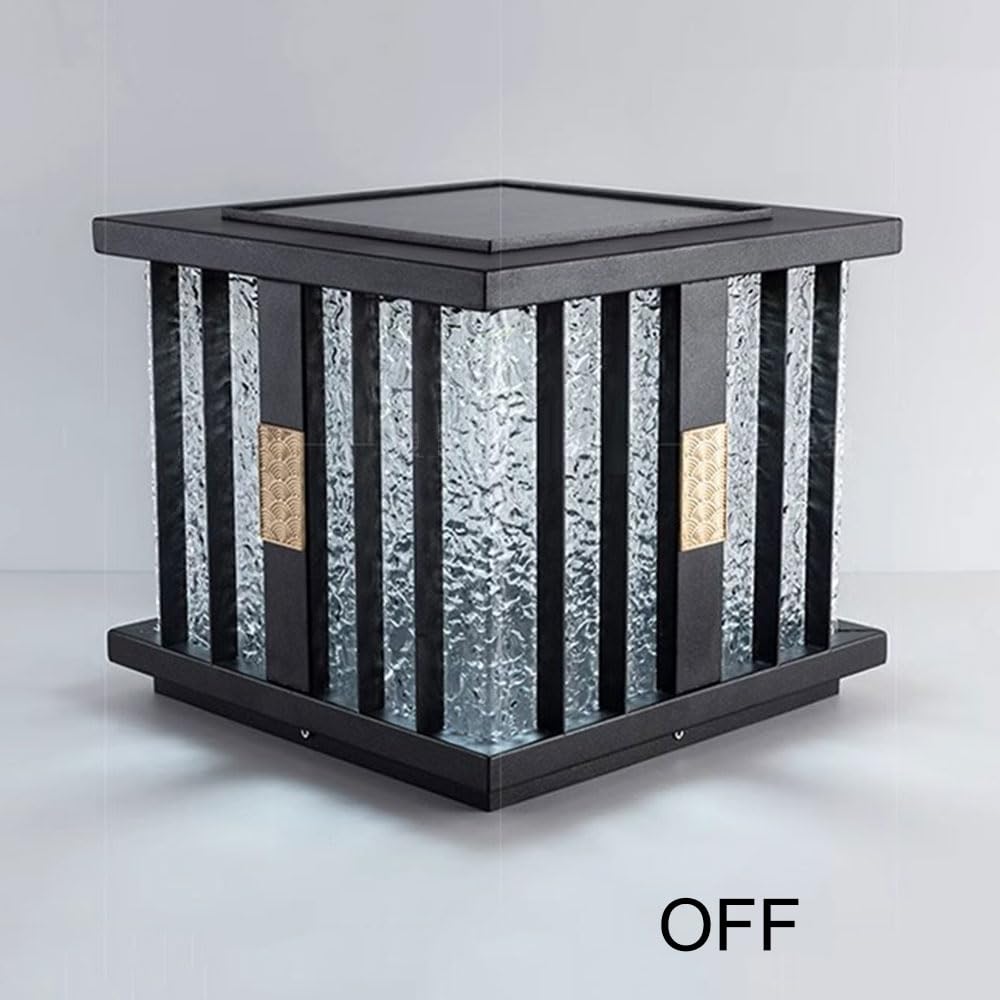 Duża zewnętrzna lampa podłogowa 34,8 cm (13,7 cala) z czarnym wykończeniem, wodoodporna, automatyczny zapłon o zmierzchu, aluminiowe oświetlenie tarasowe (stałe okablowanie) do ogrodu