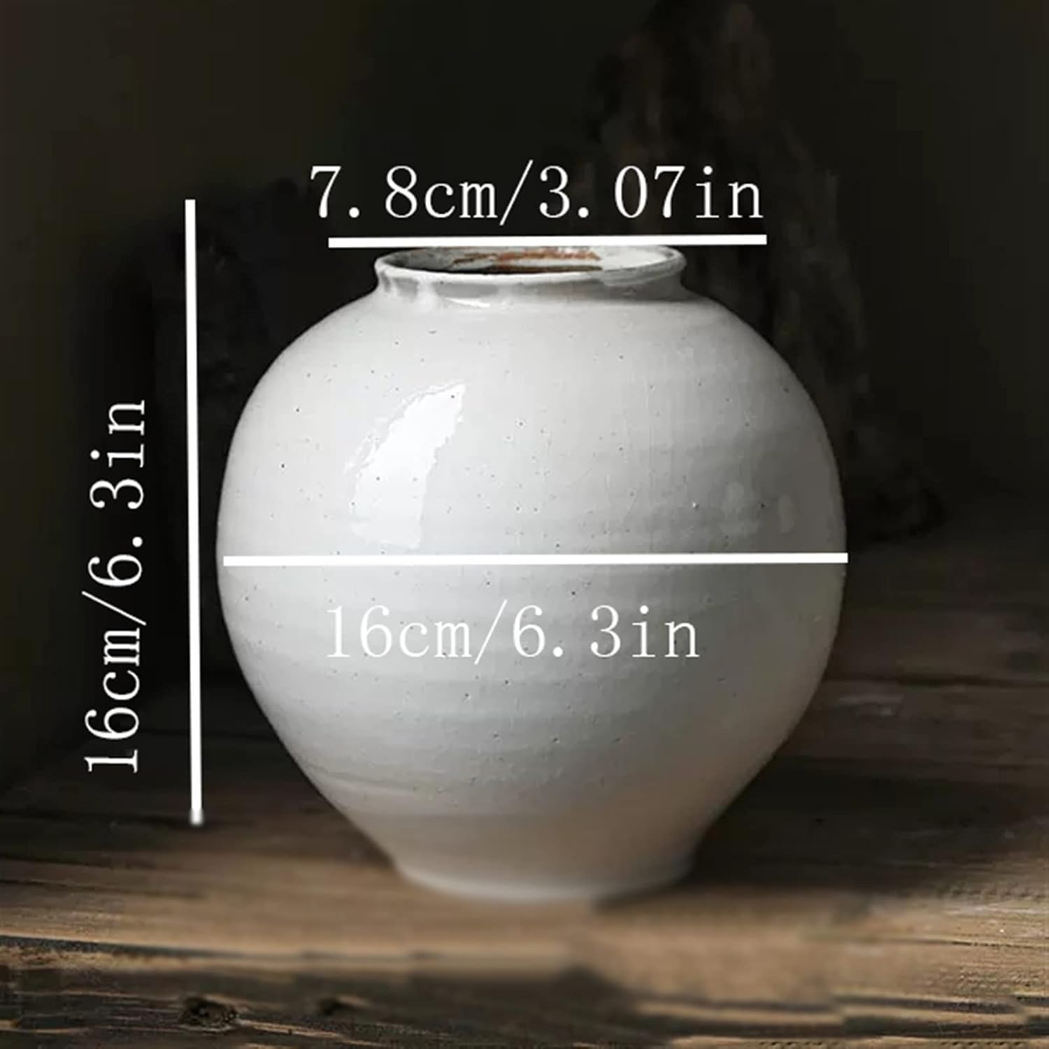 Vase Porcelain Vase Retro Chinese Style White Round Belled Ceramic Ornaments Living Room Bedroom Corridor Flowers Water Culture Dry Flower Ware Suitable for dining and living room home decoratio(Small