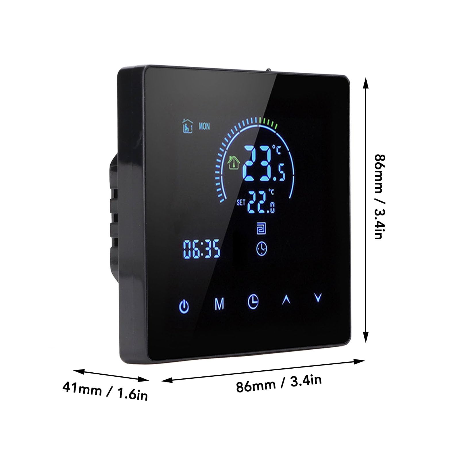 FTVOGUE Termostat Cyfrowy Programowalny Termostat PC 16A Wyświetlacz LCD AC 90 V do 240 V 41x86x86 Mm 41F do 140F Ogrzewania Elektrycznego w Hotelu Home Office (Typ standardowy)