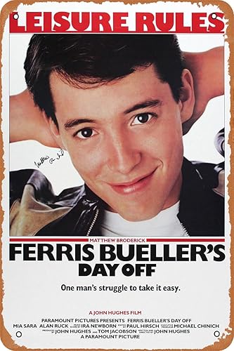 Ferris Bueller's Day Off Movie Poster Retro Cartel de hojalata con aspecto vintage para bar, oficina, hogar, decoración de pared, regalo, 12 x 8