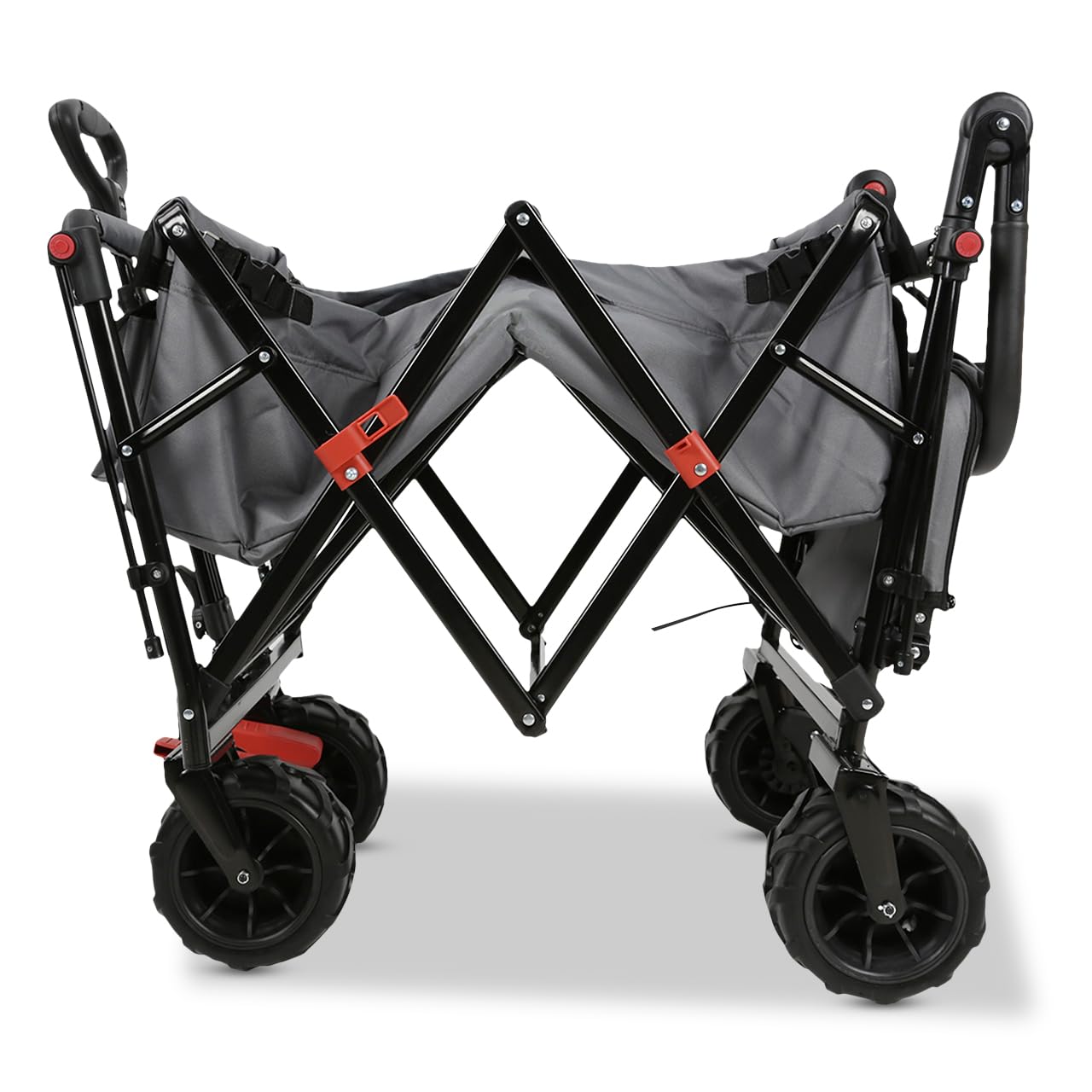 FUXLIFE Carrello da spiaggia FX-CTB800 Grigio - Carrello pieghevole per la spiaggia e il tempo libero - Interno imbottito - Tettuccio parasole - Ruote fuoristrada per sabbia e terreno