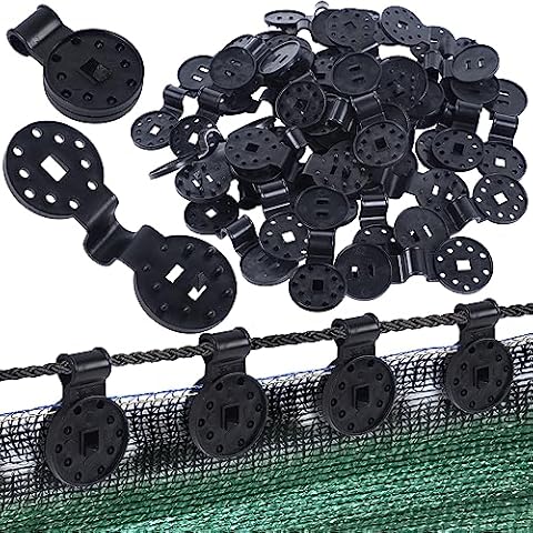 winemana 50 Pcs Shade Cloth Clips, Round Plastic Black Clips for Sun Shade Net, Patio Mesh Tarp, Garden Shade Cover, Anti Bird Netting Shade Fabric Accessories Cover