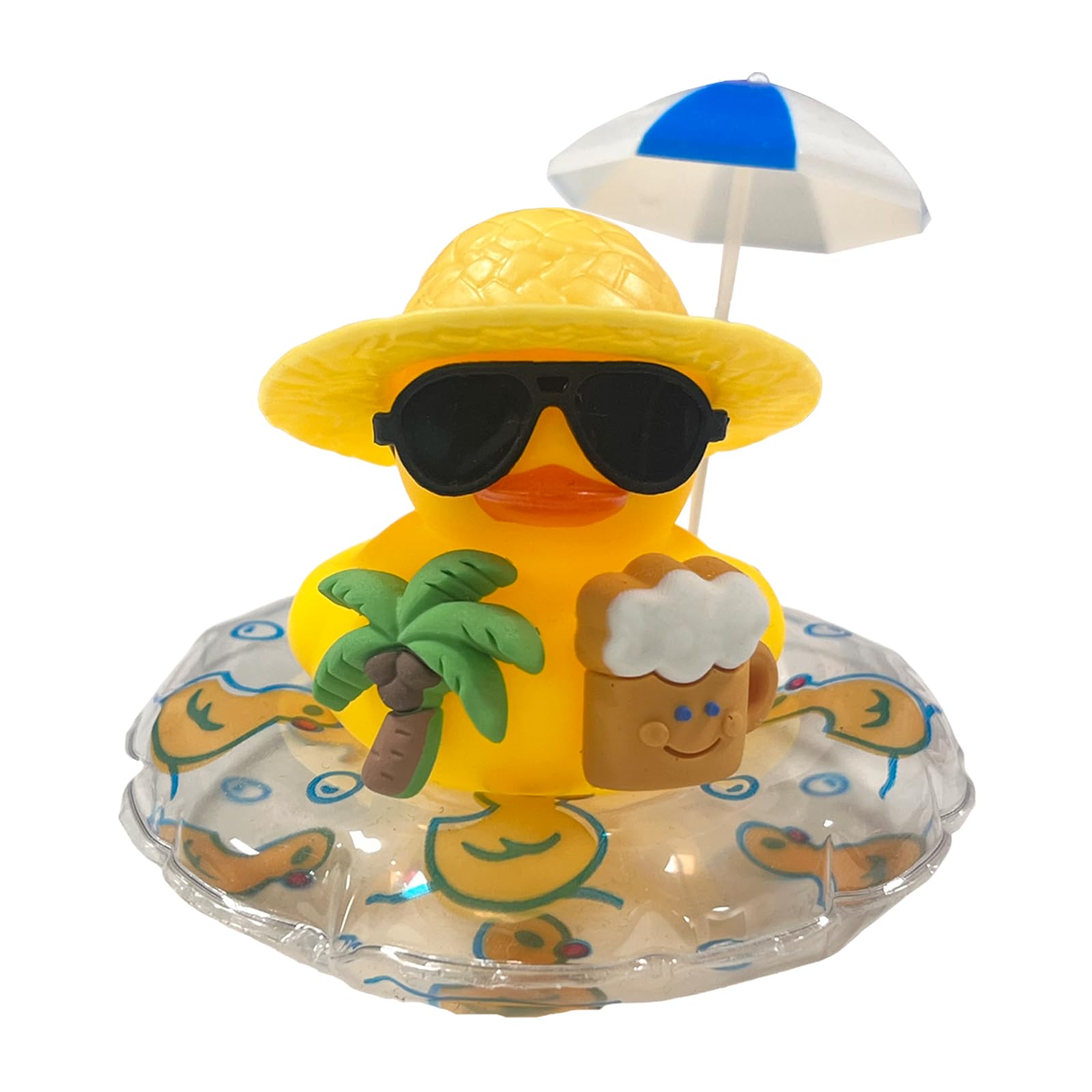 Ethlomoer Summer Vacation Funny Car Accessories - Rubber Duck Novelty Cowboy Style Duck Ornaments, Black & White Spots Rubber Ducks For Car Dashboard Accessories (Summer Vacation)