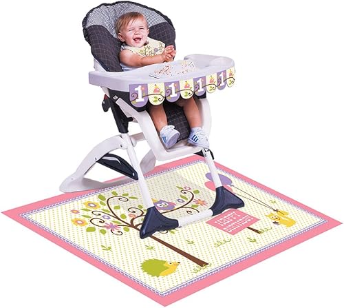 Miniatura 2 de Creative Converting Kit de decoración para silla alta rosa de primer cumpleaños, Happy Woodland-Girl