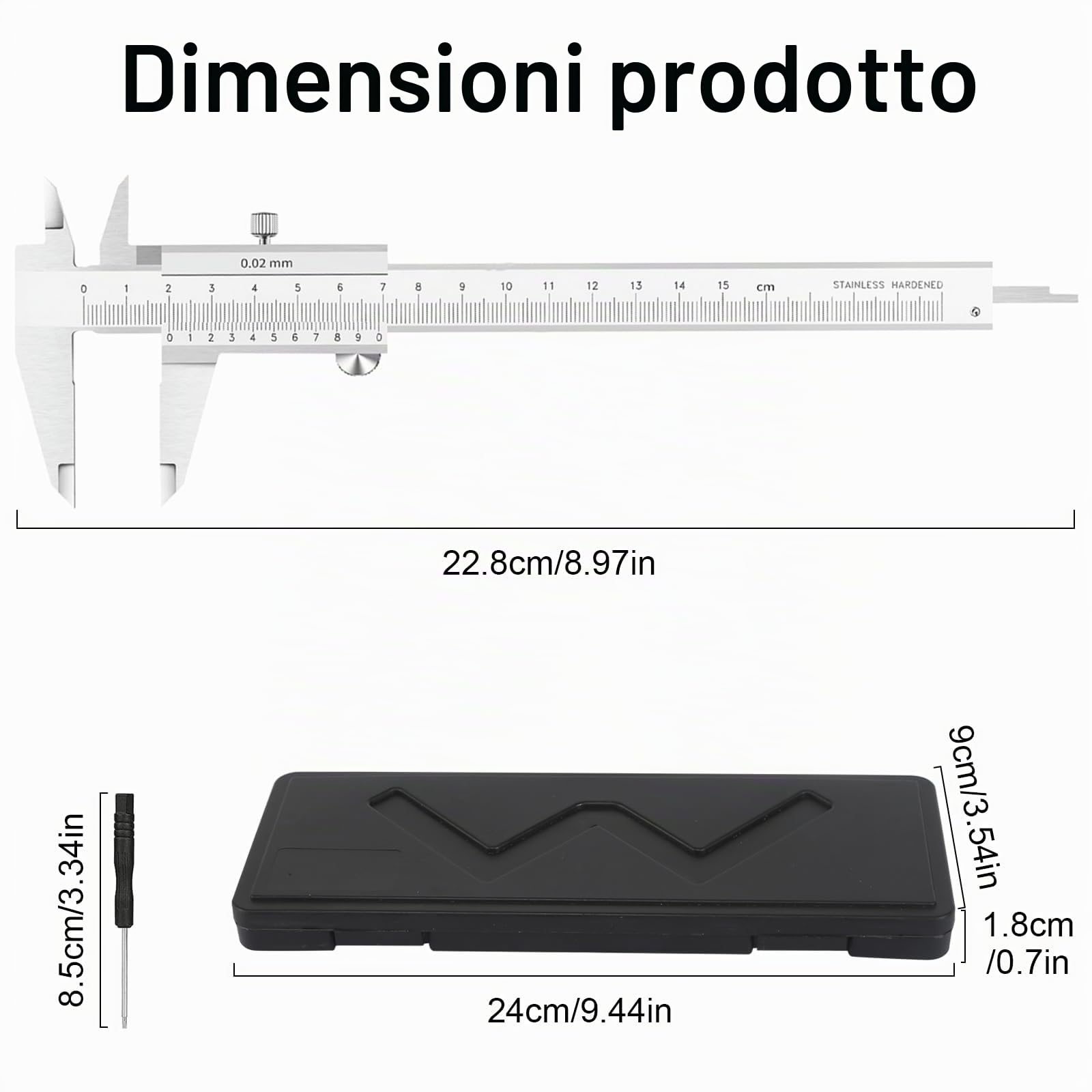 Calibro a Corsoio, 150mm Calibro in Acciaio Inox, Calibro Di Precisione Strumenti Di Misurazione Calibro Analogico per Misurzione Esterna Interna Profondità Argento