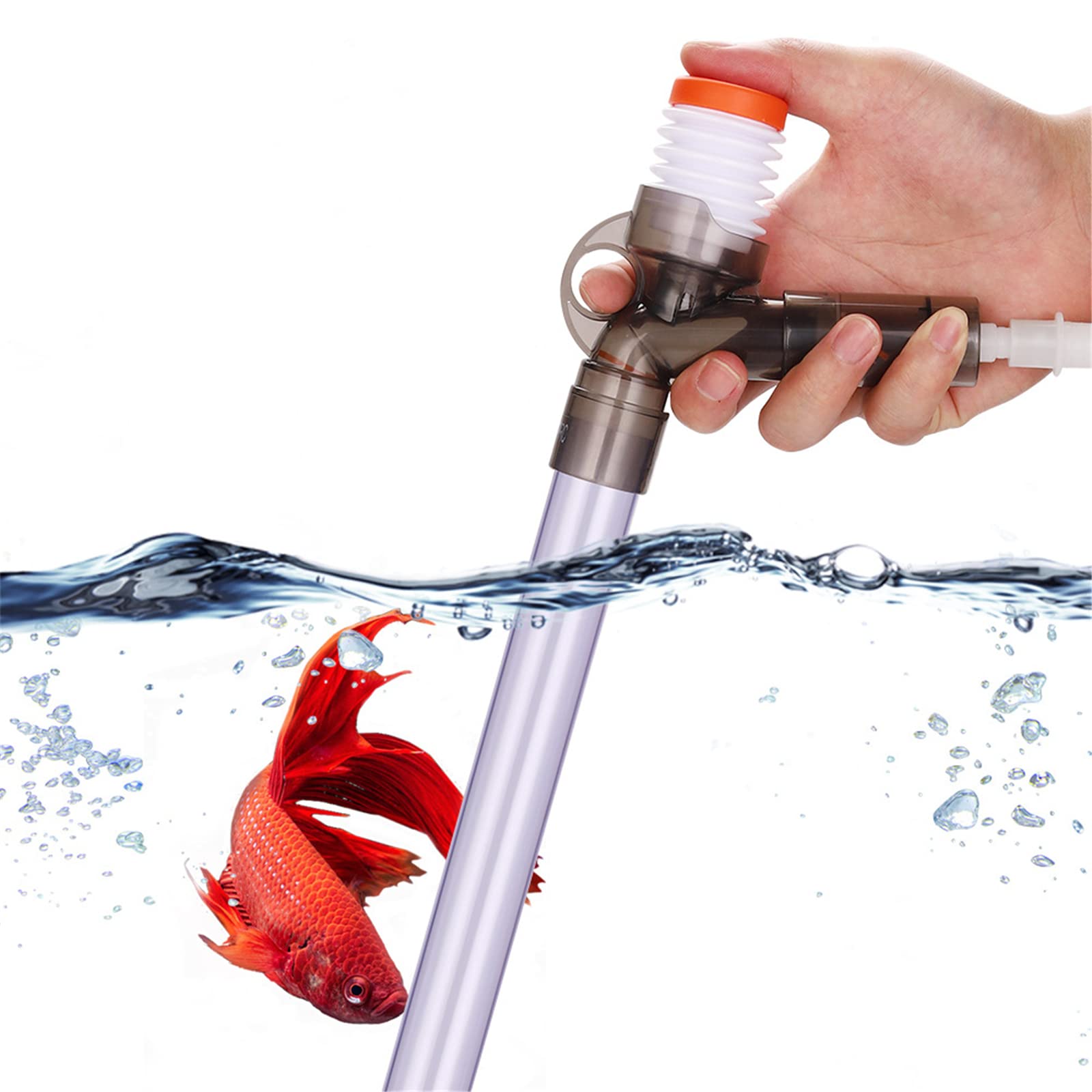 Kit de Limpiador de Grava para acuarios, Limpiador de Tanques de Peces acilita el Cambio de Agua sin Quitar Peces y Plantas, Bomba de sifón de vacío de liberación rápida