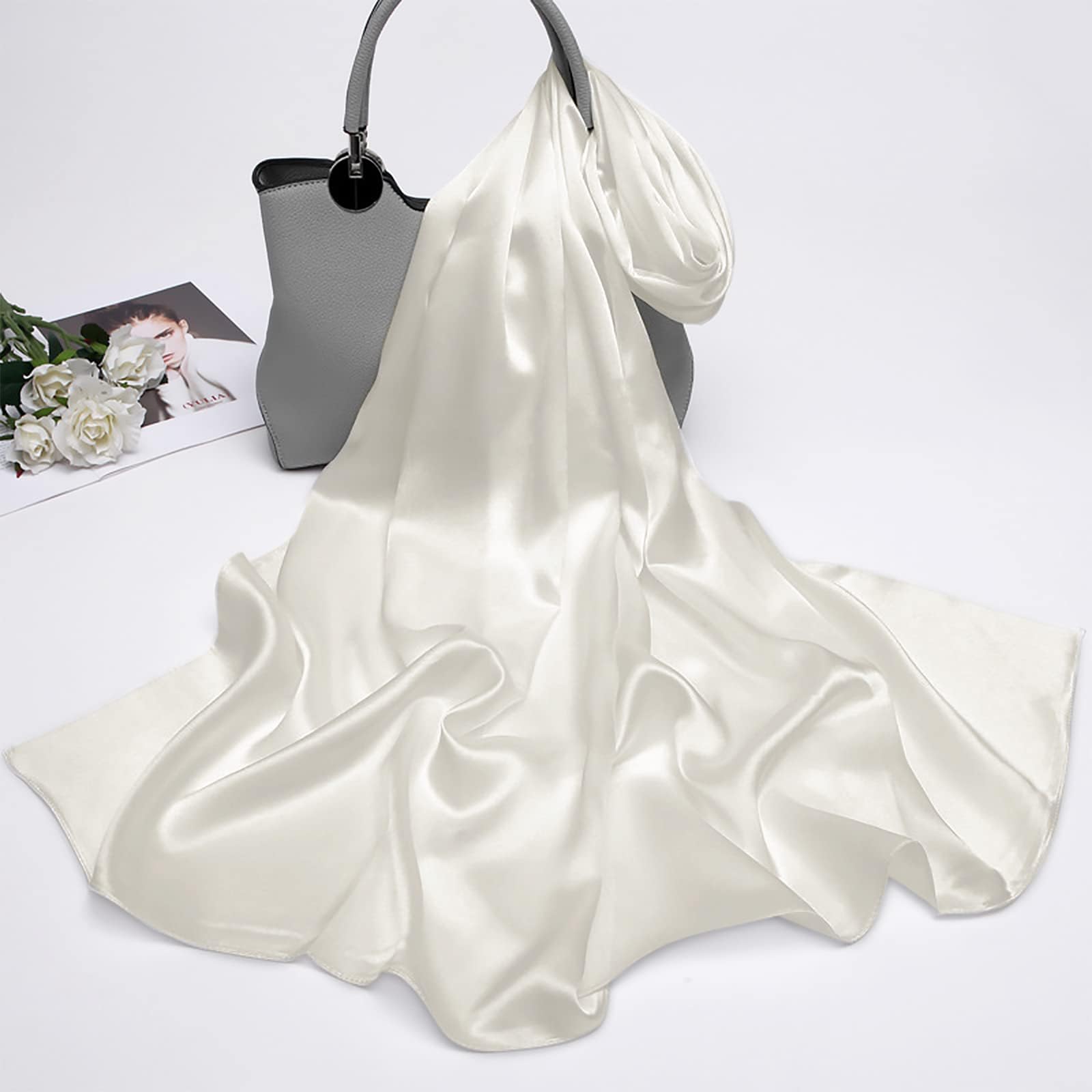 LumiSyne Donna Scialle In Raso Chiffon Silky Tinta Unita Wrap Stola Per Sposa Damigella Cerimonia Matrimonio Serata