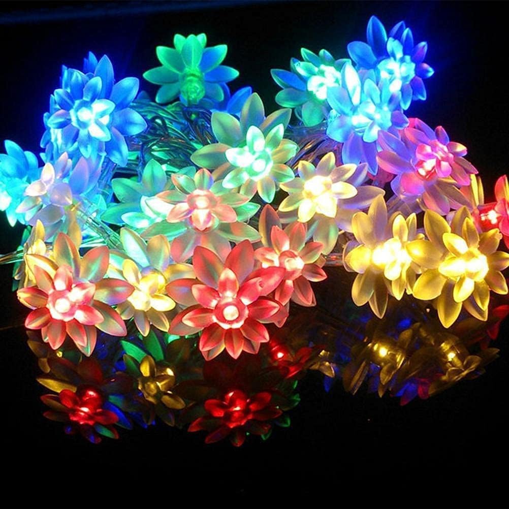 ZHENGTU 30 LED Lotus String Lights for Home Decoration Diwali Navratri Christmas Home Decoration Fairy Lights (8Meters, Steady Lights, Multi Color) (Multi-Lotus)