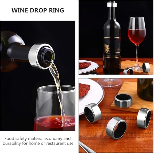 Miniatura 9 de Cabilock 12 anillos de acero inoxidable para botella de vino tinto, a prueba de fugas, anillos antidesbordamiento de goteo de vino para el hogar