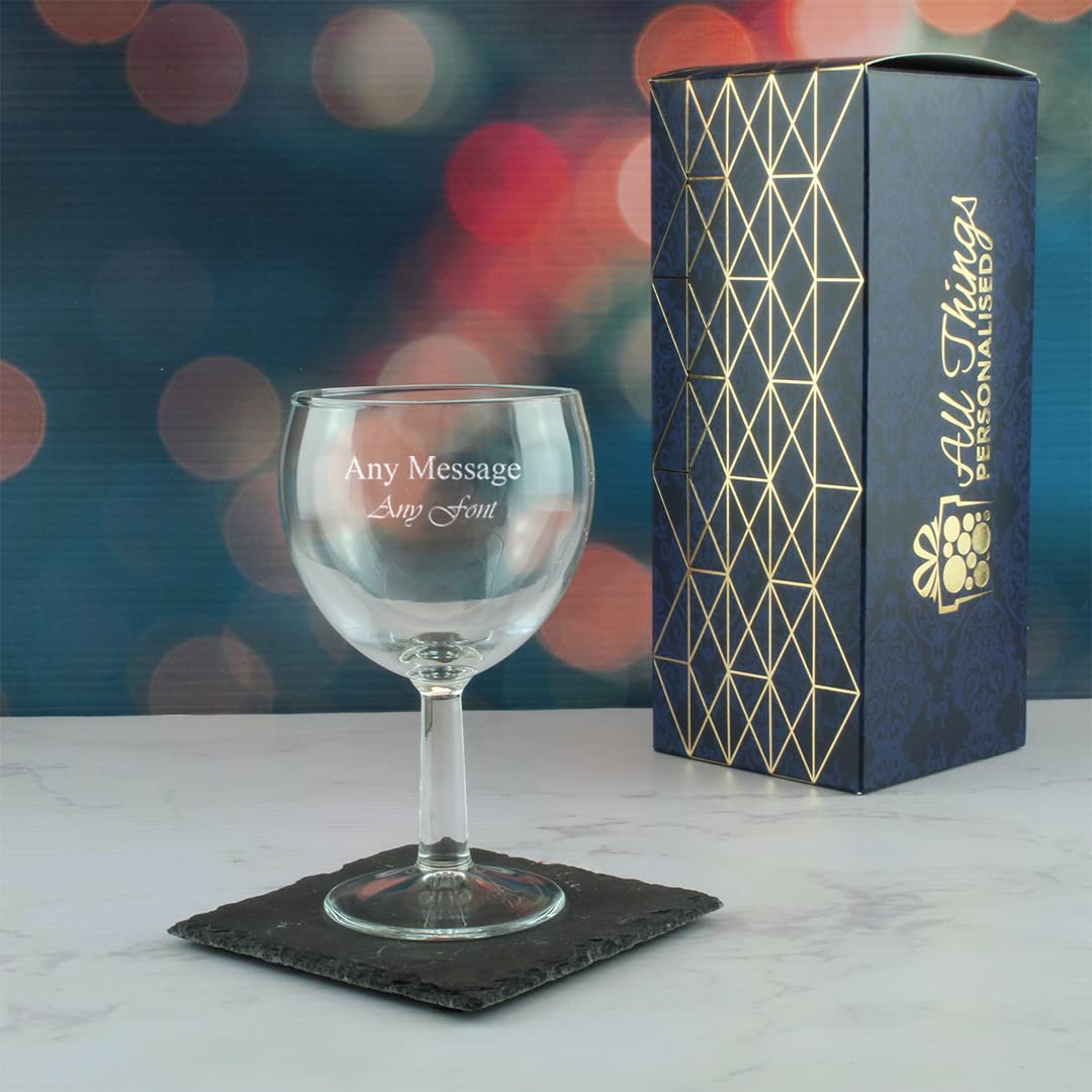 Copa de vino grabada personalizada de 197 ml, Regalos Personalizados, cualquier mensaje, para cualquier ocasión como cumpleaños, bodas, Navidad, Pascua, graduación, grabado en el Reino Unido