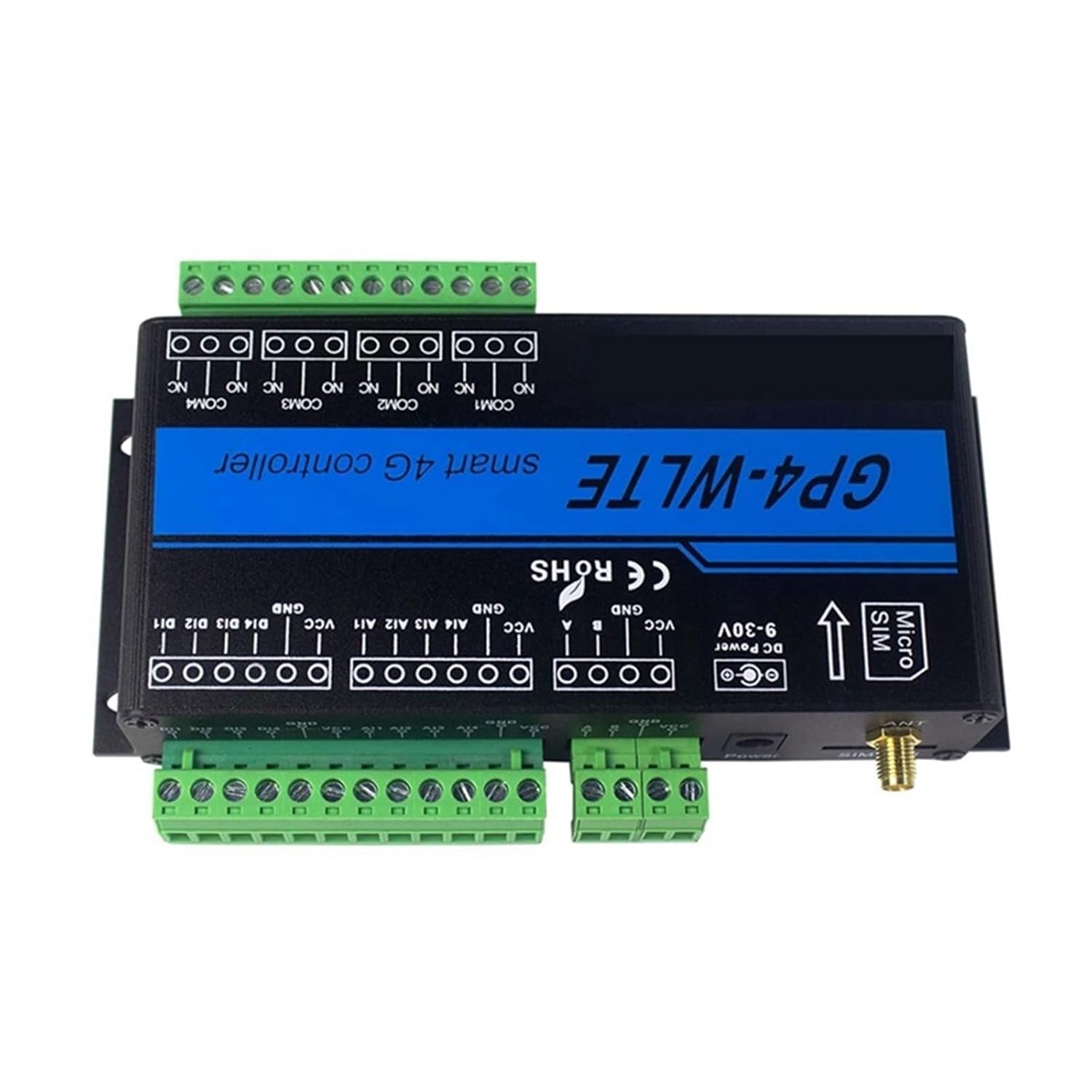 GP4-WLTE Smart 4G Global GSM SMS APP Controller RS485 Web Control 4 CH 4-20Ma Analog Inputs 10A Relay Outputs