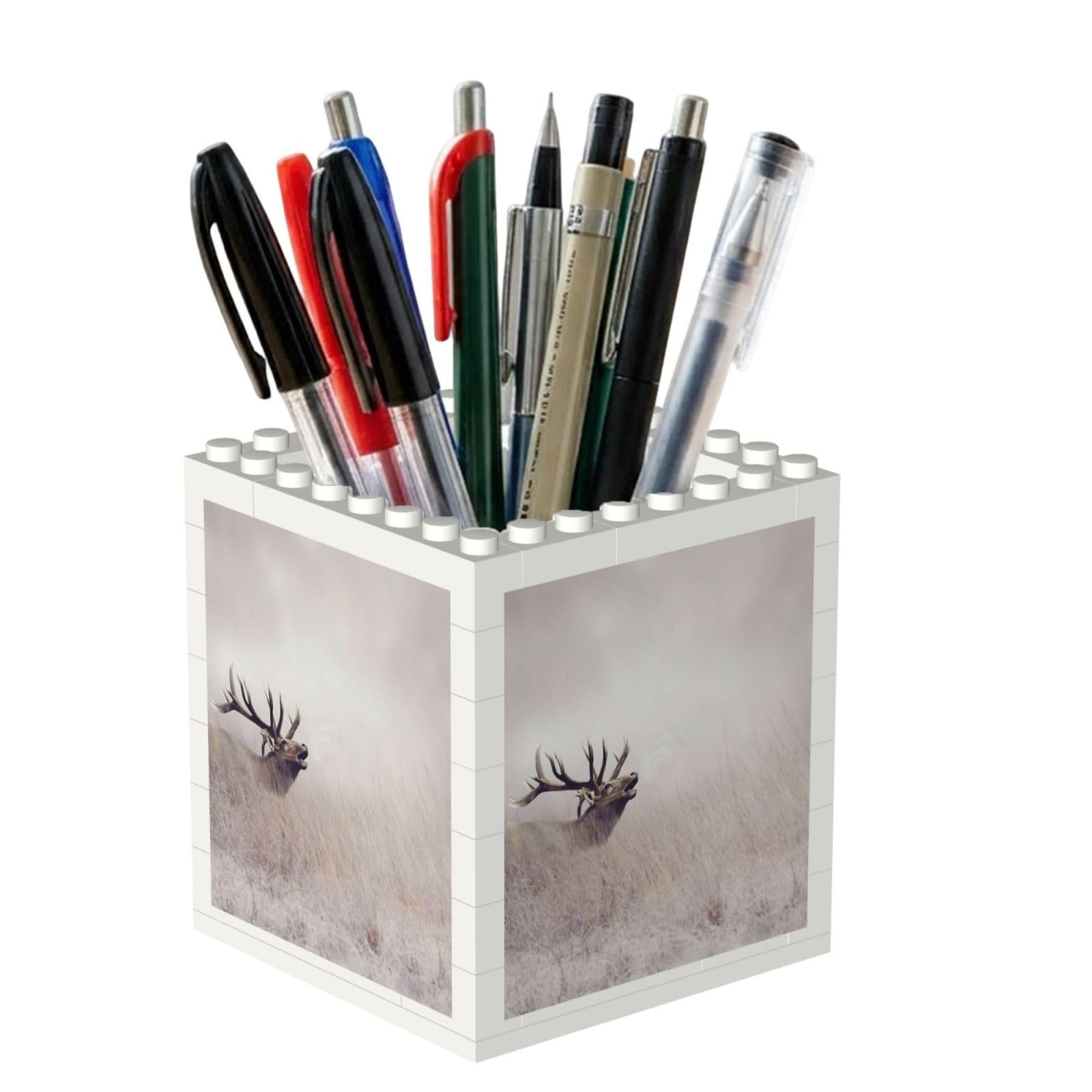 Poadnly Wild Deer Print, Pen Pot Pencil Holder for Office Home School, Compact Desk Organiser for Office Stationery