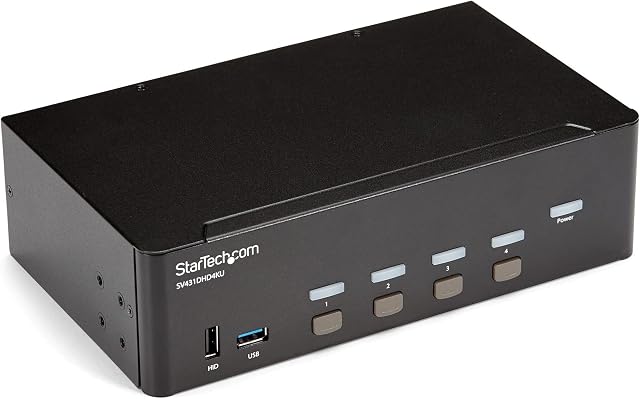 StarTech.com StarTech.com 4-Port Dual Monitor HDMI KVM Switch with Audio & USB 3.0 hub - 4K 30Hz - 4 PC Mac Computer KVM Switch Box for HDMI Display (SV431DHD4KU)