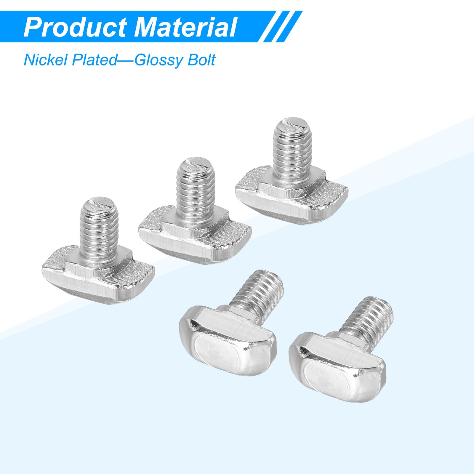 PATIKIL M6x12 Hammer Head Bolt T Screw, 10 Pcs T Slot Drop in Bolt Hammer Head Bolts with 10 Pcs Hexagon Flange Nuts for 2020 Series European Standard Aluminum Profile - Image 3