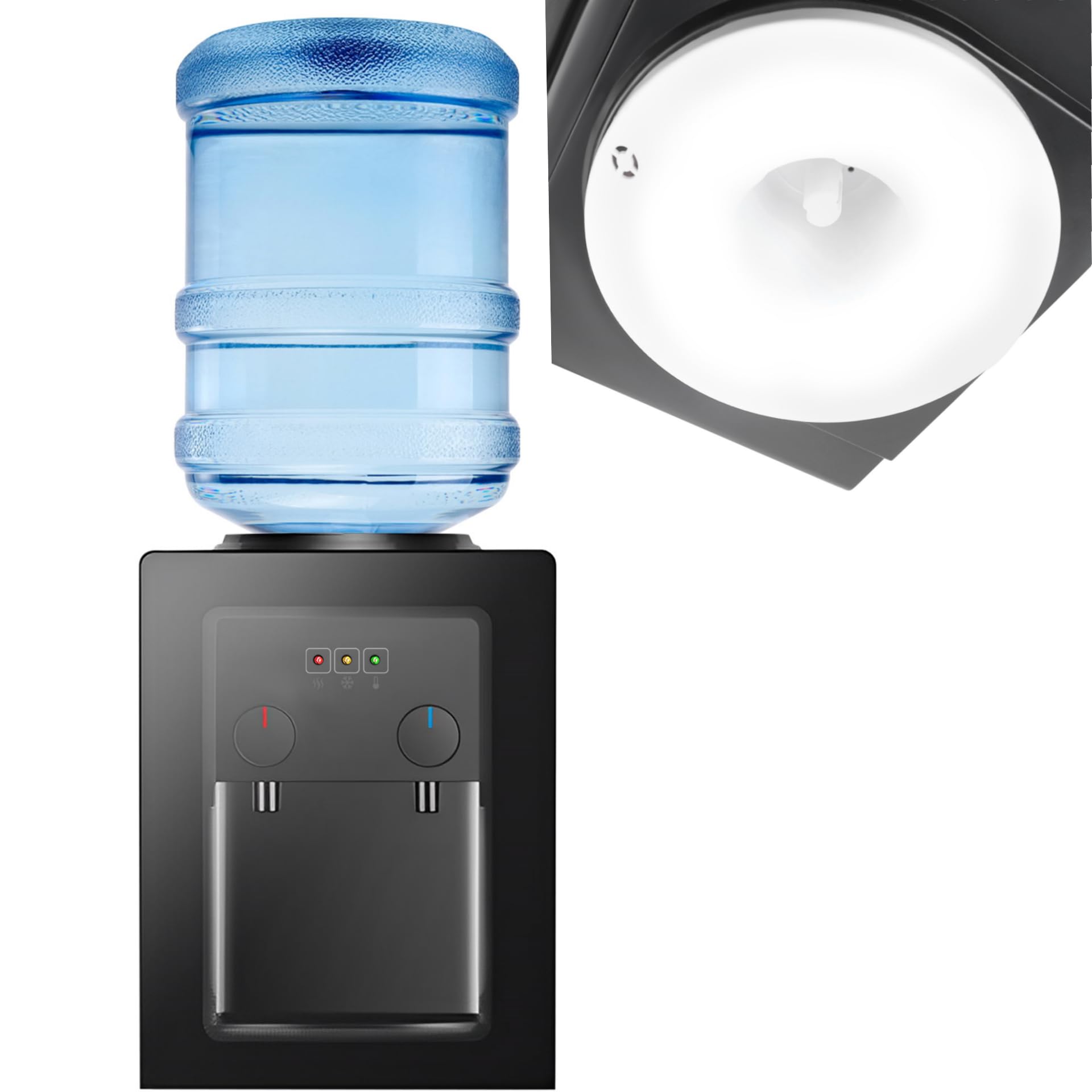 Dispensador eléctrico de agua caliente y fría | 95 °C de agua caliente y agua helada | dispositivo de mesa para oficina/cocina 220 V 550 W recipiente interior de acero inoxidable – 10 min. Tiempo de