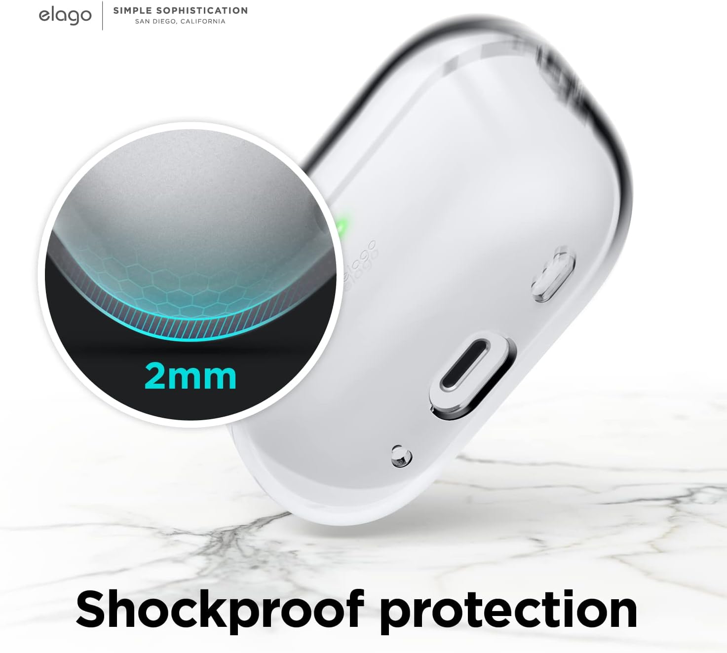 elago Compatible with AirPods Pro 2nd Generation Case Clear Cover - Compatible with AirPods Pro 2 Case, Protective Case Cover, Shockproof, Wireless Charging, Reduced Yellowing [Transparent]