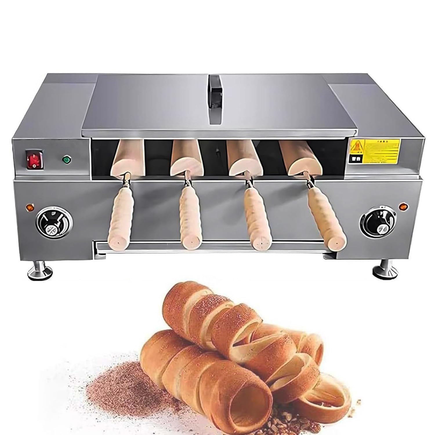 Four à GâTeau CheminéE 3000w, Appareil De Cuisson pour Cornets De Glace Et Rouleaux De GâTeau CheminéE, Acier Inoxydable Adapté Aux Commerces