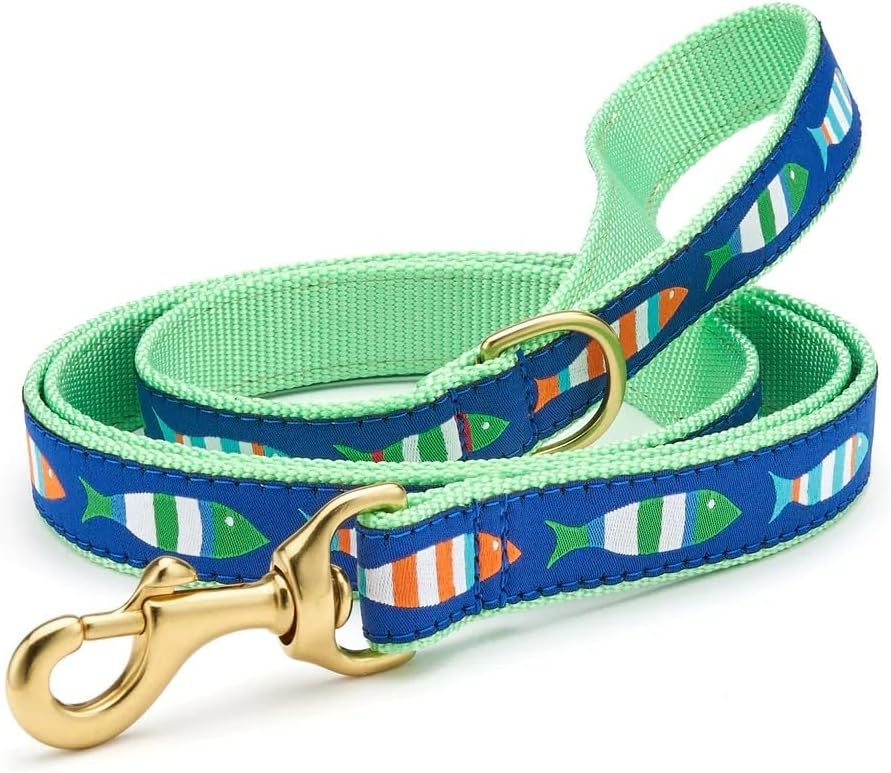Up Country, Dog Lead Funky Fish Pattern Leash with D-Ring, 5 Foot (5 Foot 1" Wide)