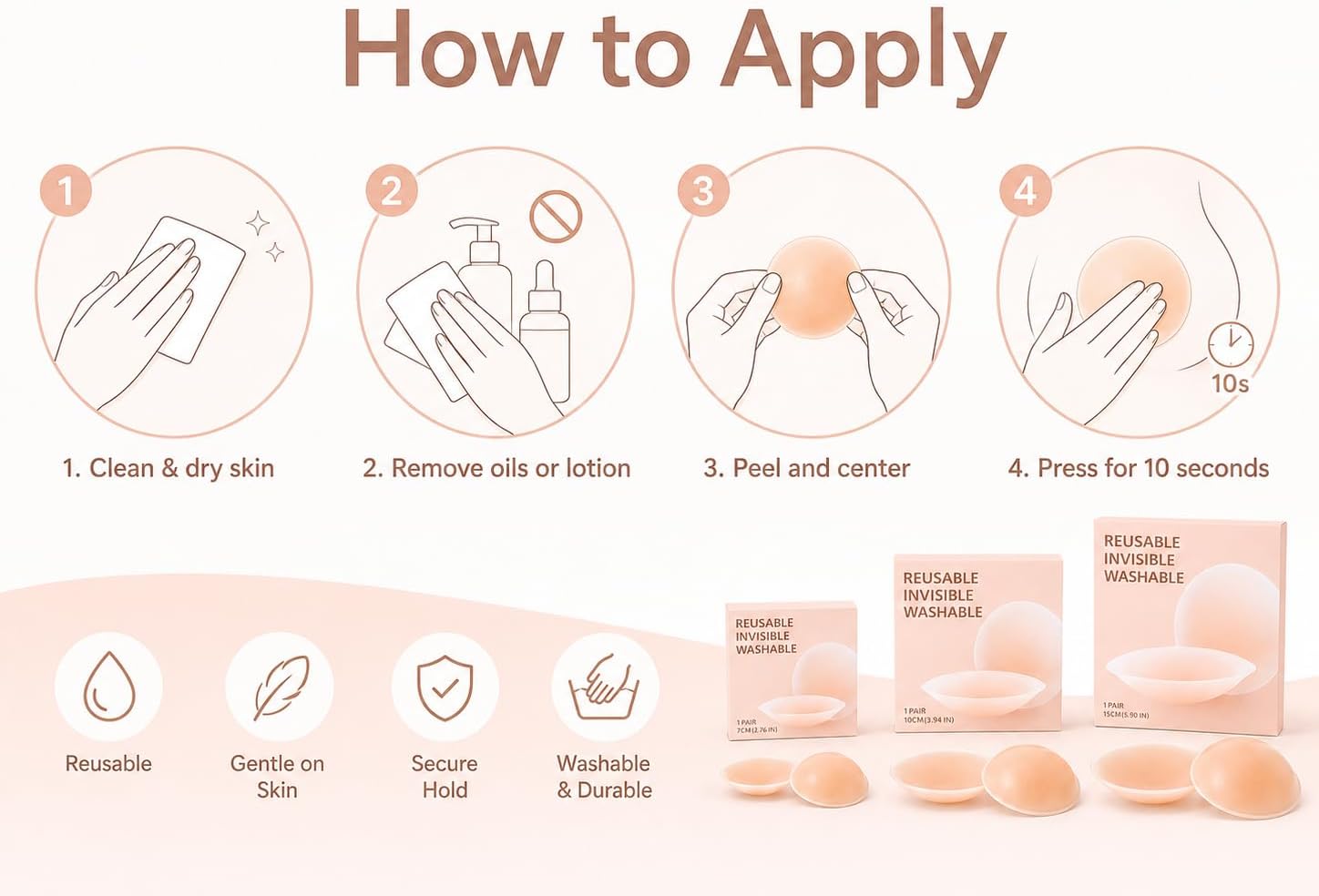 Premium Silicone Nipple Covers for Women Invisible Seamless Coverage, Reusable with Strong Hold image 3