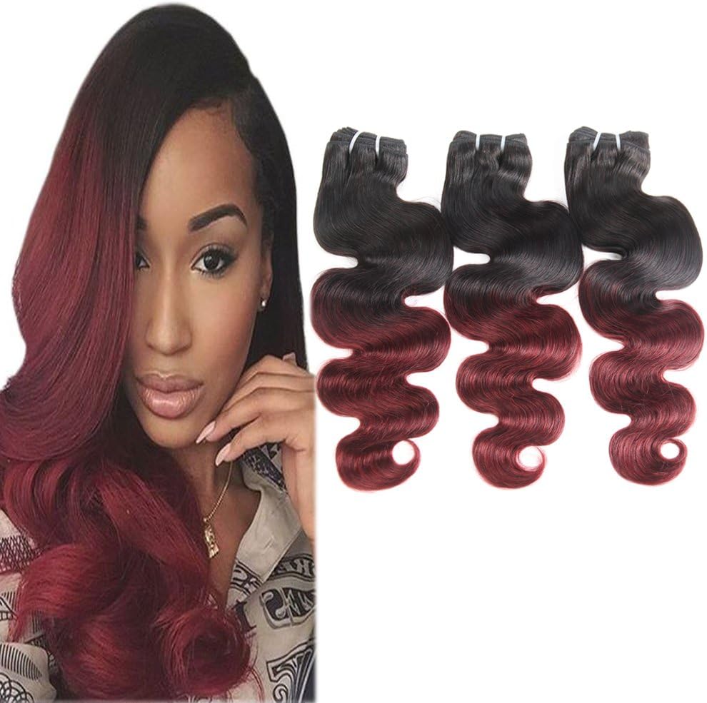 Huarisi 1b/99j Weave Human Hair Body Wave Bundles Ombre Brazilian Virgin Hair Two Tone 300g 10 12 14 Inches for Women