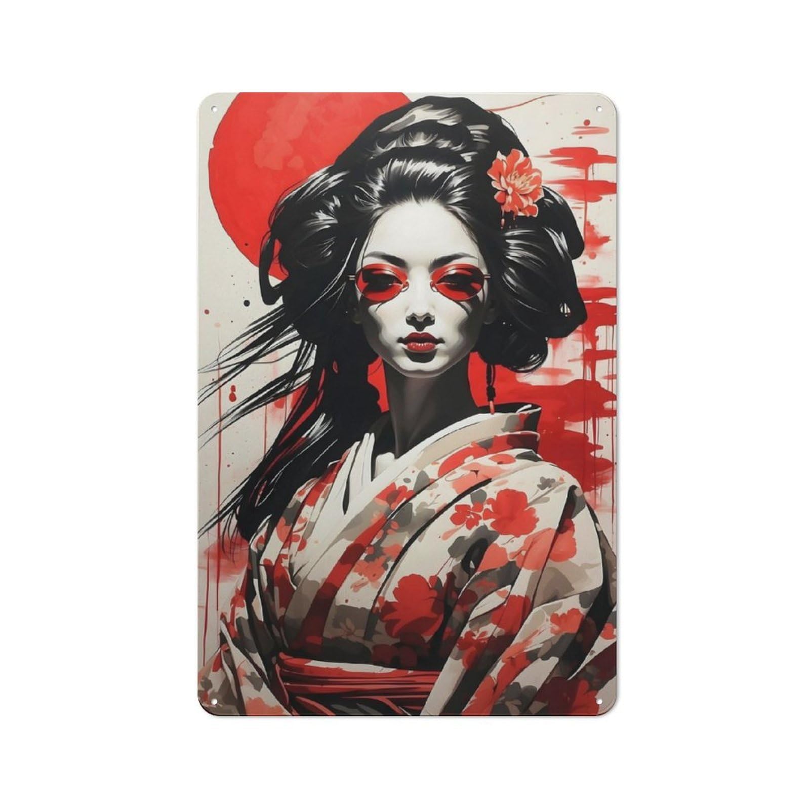 Junmoney Girls Japane Geisha Metal Sign 30X20cm With For Hallway Wall, Vintage Decor, For Garage, Workshop And Man Cave Decoration