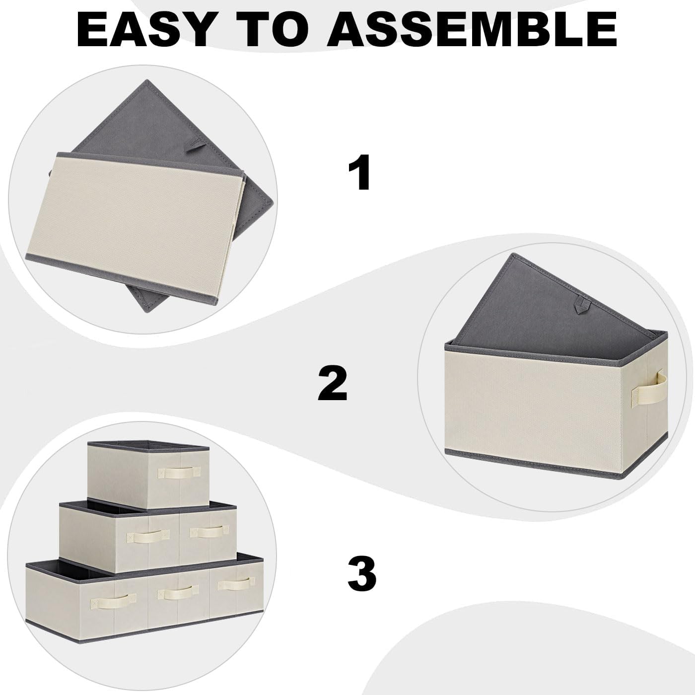 LHZK Collapsible Fabric Storage Bins for Shelves 6 Pack, Small Storage Baskets for Shelves, Closet Storage Bins with Handles, Storage Baskets for Organizing Home (Beige, 11.4"x8.7"x6.7")