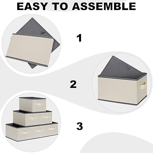 Miniatura 5 de LHZK Paquete de 12 cestas de almacenamiento para estantes, contenedores plegables de tela para organizar estantes, armarios, regalos decorativos,