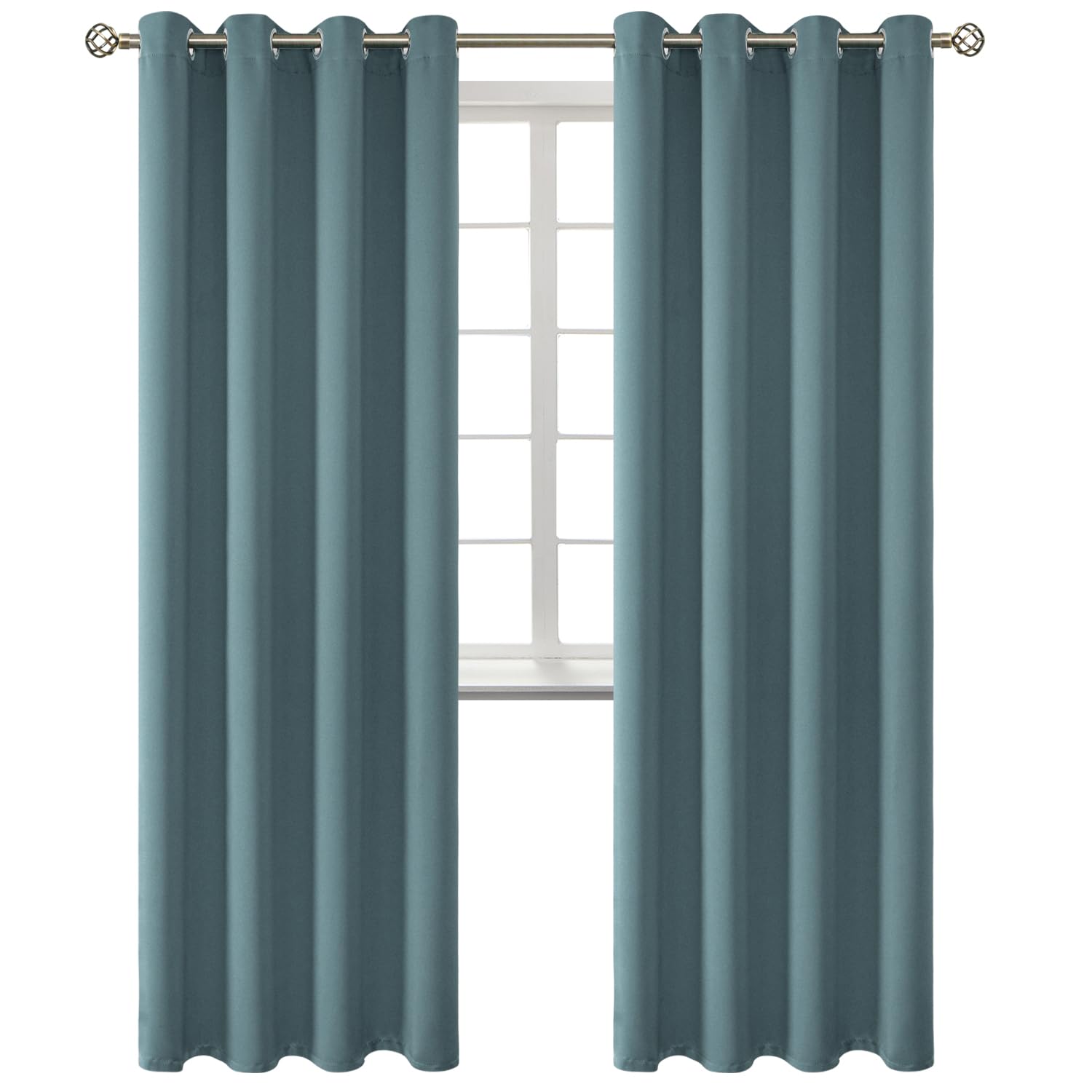 BGment Stone Blue Blackout Curtains for Living Room 84 Inch Long - 2 Panels