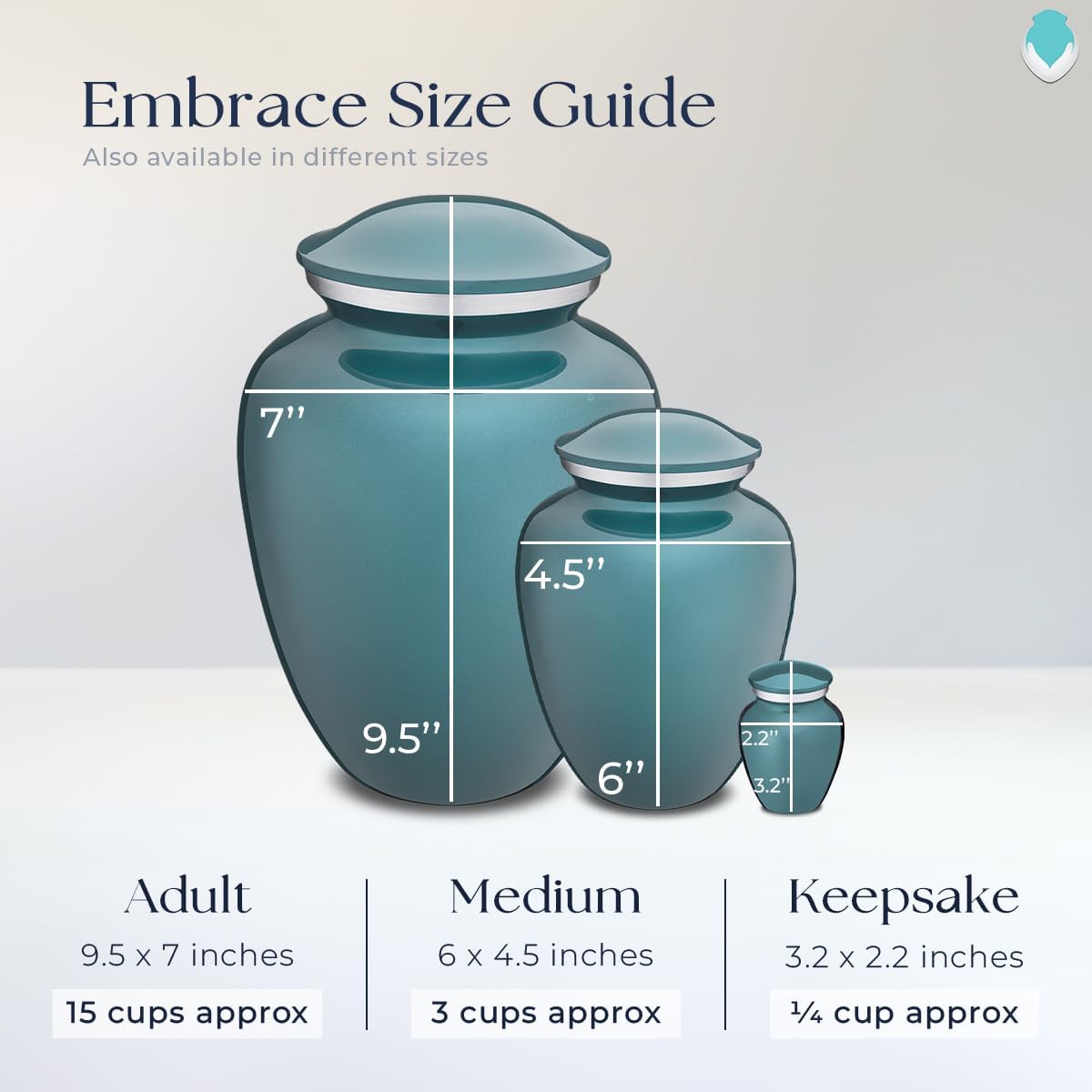 Geturns Embrace Keepsake Personalized Doves Cremation Urns for Human Ashes I Teal Funeral Urn for Men and Women with Double Side Engraving I 3.5 lbs
