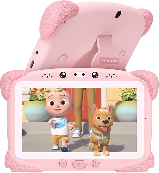 Kids Tablet 7IN 32GB Tablet for Kids Toddler with Shockproof Case, Bluetooth, WiFi, Google, Netflix, YouTube, Parental Control, Education App Pre-Installed (Pink)